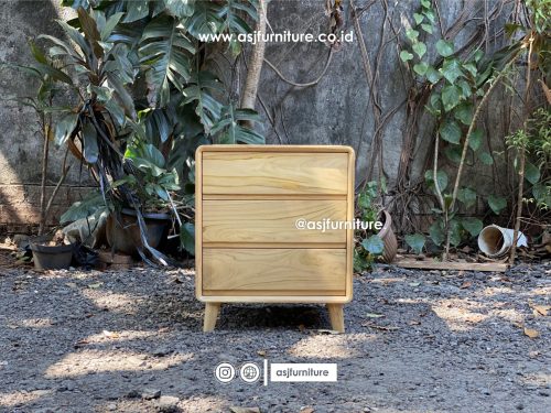 Nakas Bed Side Kayu Jati 3 Laci Modern Minimalis Nakas Bed Side Kayu Jati 3 Laci Modern Minimalis