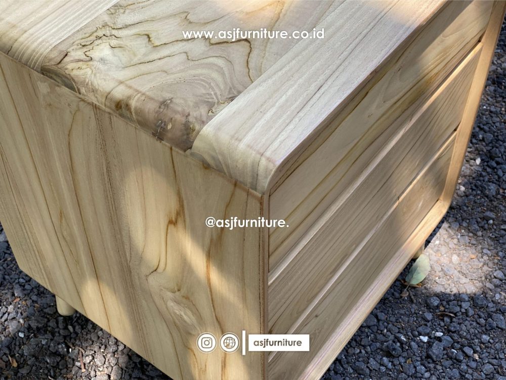 Nakas Bed Side Kayu Jati 3 Laci Modern Minimalis