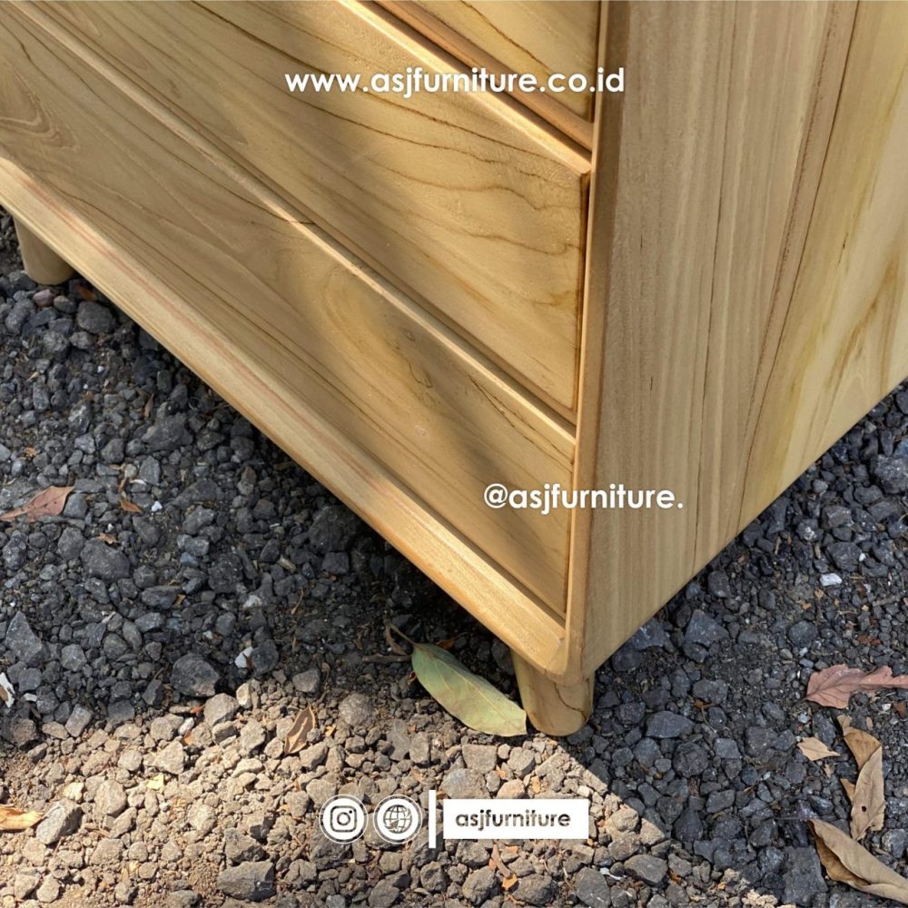 Nakas Bed Side Kayu Jati 3 Laci Modern Minimalis