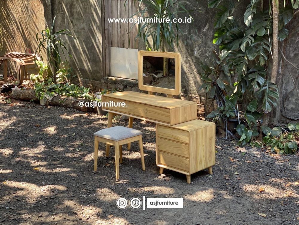 Meja Rias Kayu Jati Solid Modern Minimalis