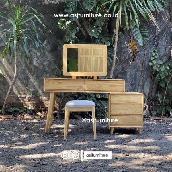 Meja Rias Kayu Jati Solid Modern Minimalis