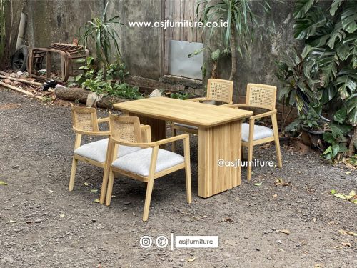 Meja Makan 4 Kursi Kayu Jati Salur Bleaching Minimalis Meja Makan 4 Kursi Kayu Jati Salur Bleaching Minimalis