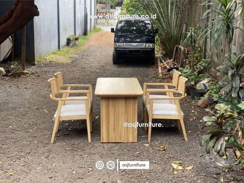 Meja Makan 4 Kursi Kayu Jati Salur Bleaching Minimalis Meja Makan 4 Kursi Kayu Jati Salur Bleaching Minimalis