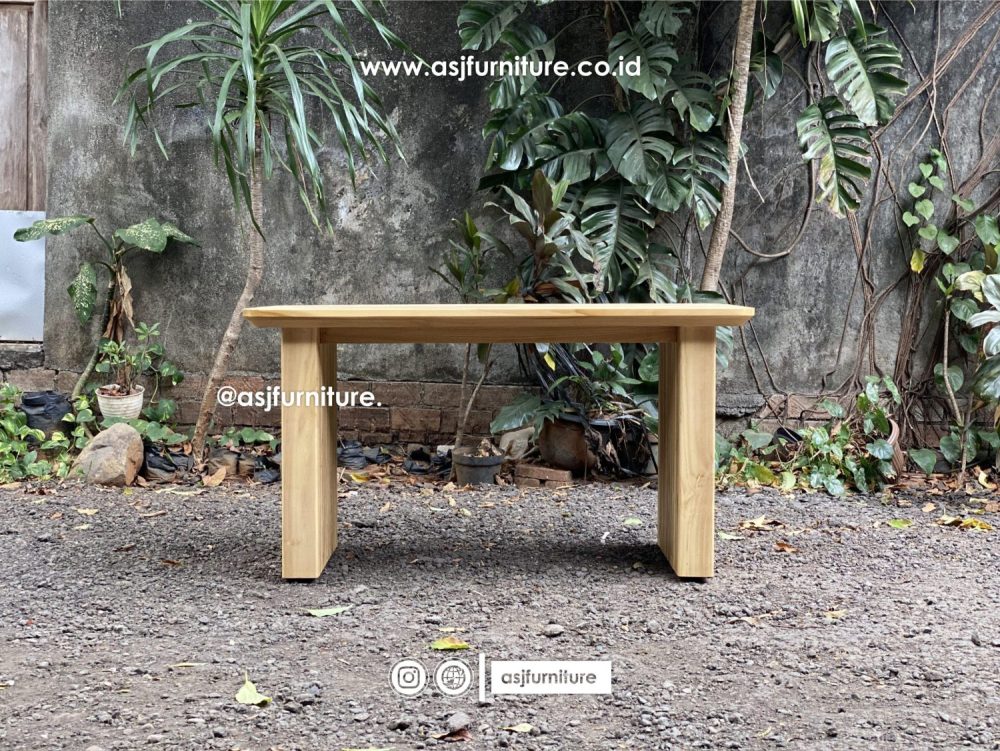 Meja Makan Kayu Jati Salur Bleaching Minimalis