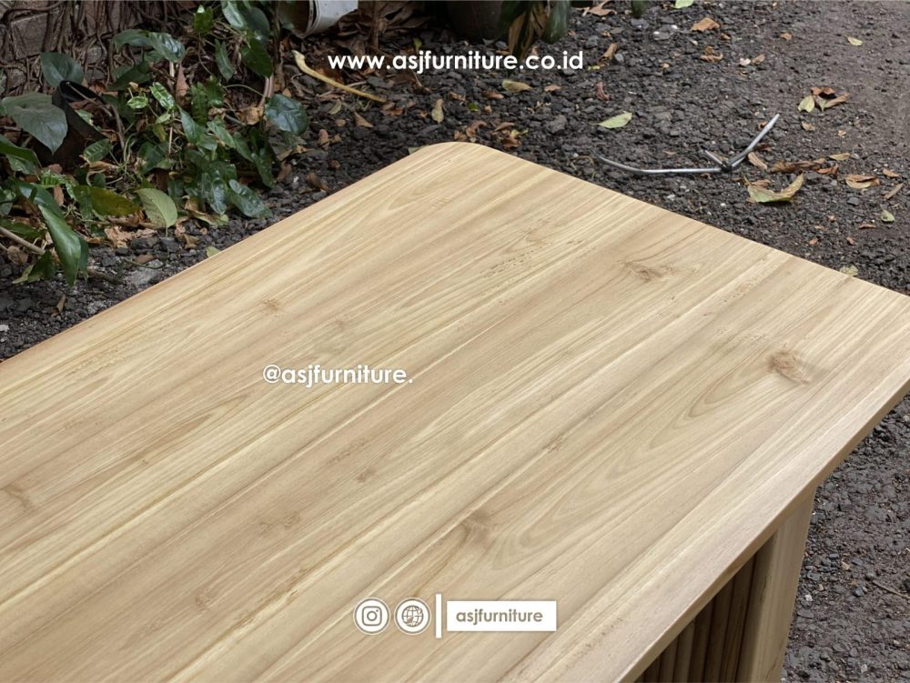 Meja Makan Kayu Jati Salur Bleaching Minimalis