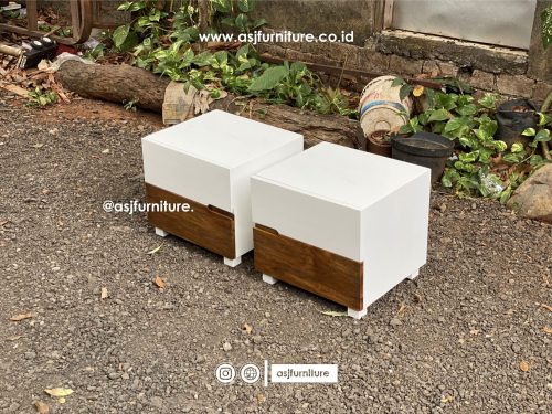Nakas Duco Putih Rustic Natural Jati Modern Minimalis