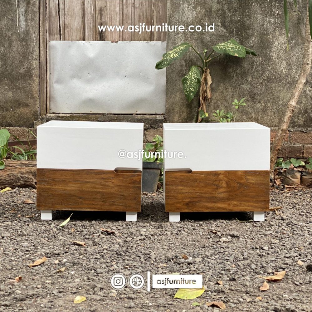 Nakas Duco Putih Rustic Natural Jati Modern Minimalis