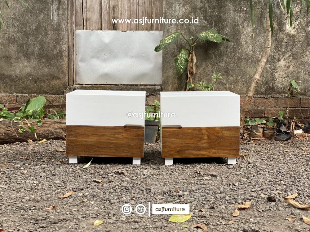 Nakas Duco Putih Rustic Natural Jati Modern Minimalis
