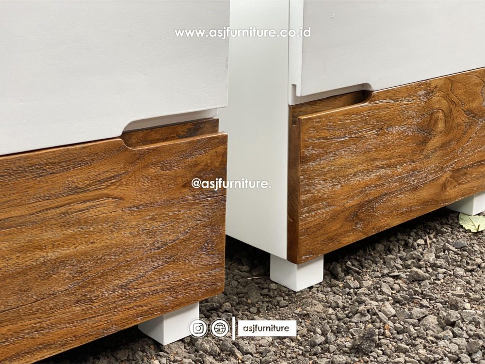 Nakas Duco Putih Rustic Natural Jati Modern Minimalis