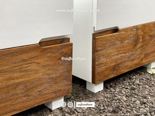 Nakas Duco Putih Rustic Natural Jati Modern Minimalis