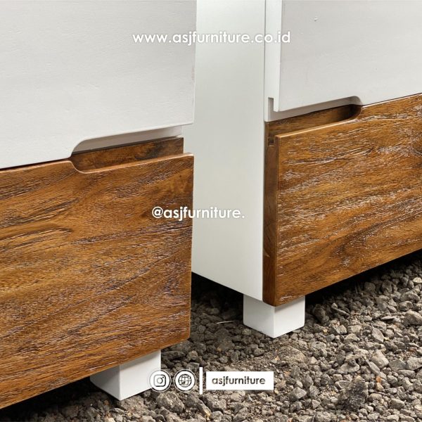 Nakas Duco Putih Rustic Natural Jati Modern Minimalis