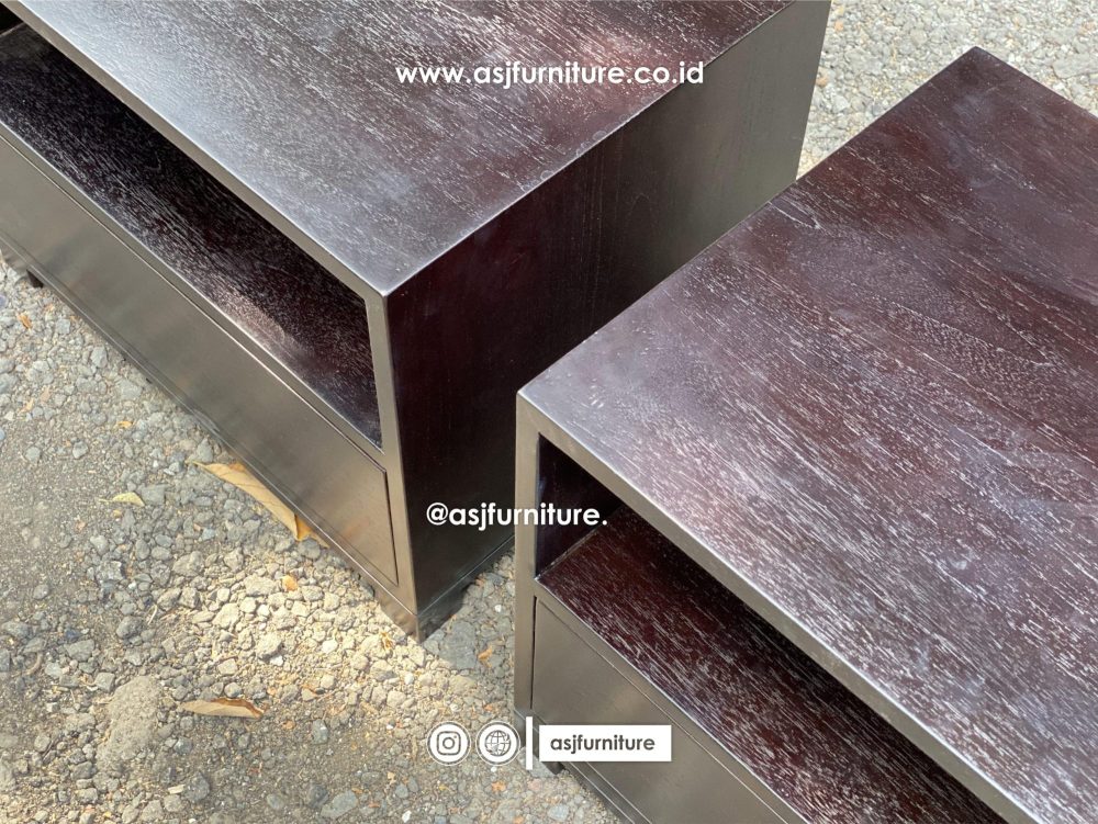 Nakas Jati 1 Laci Hitam Woodstain Modern Minimalis