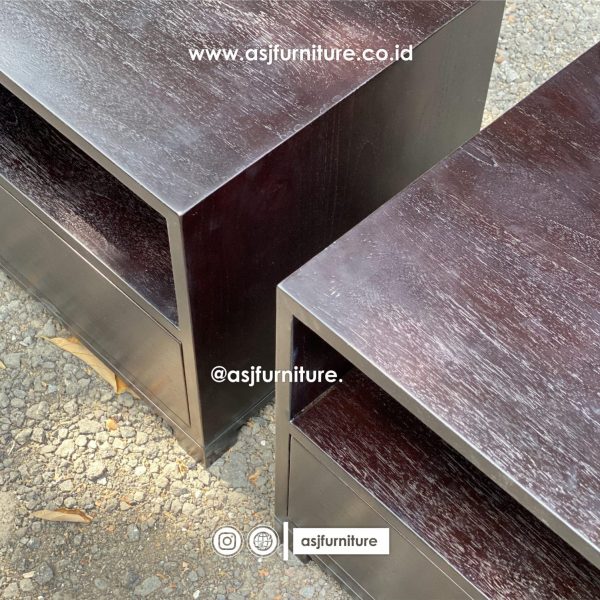 Nakas Jati 1 Laci Hitam Woodstain Modern Minimalis