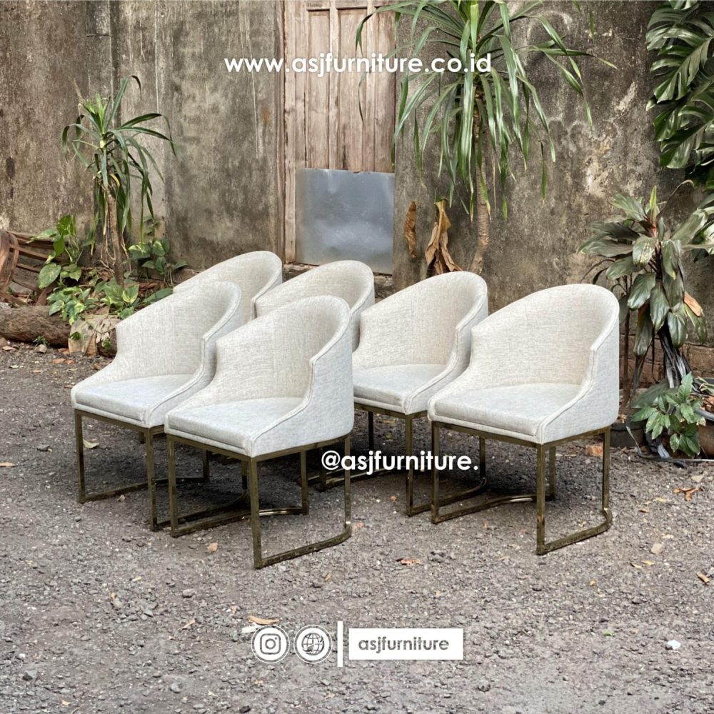 Kursi Makan Stainless Mewah Dudukan Sandaran Sofa