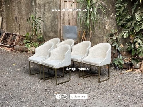 Kursi Makan Stainless Mewah Dudukan Sandaran Sofa