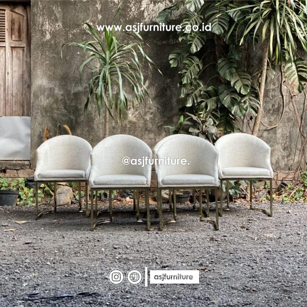 Kursi Makan Stainless Mewah Dudukan Sandaran Sofa
