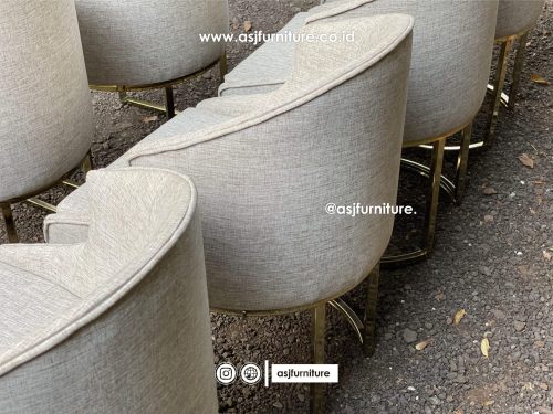 Kursi Makan Stainless Mewah Dudukan Sandaran Sofa