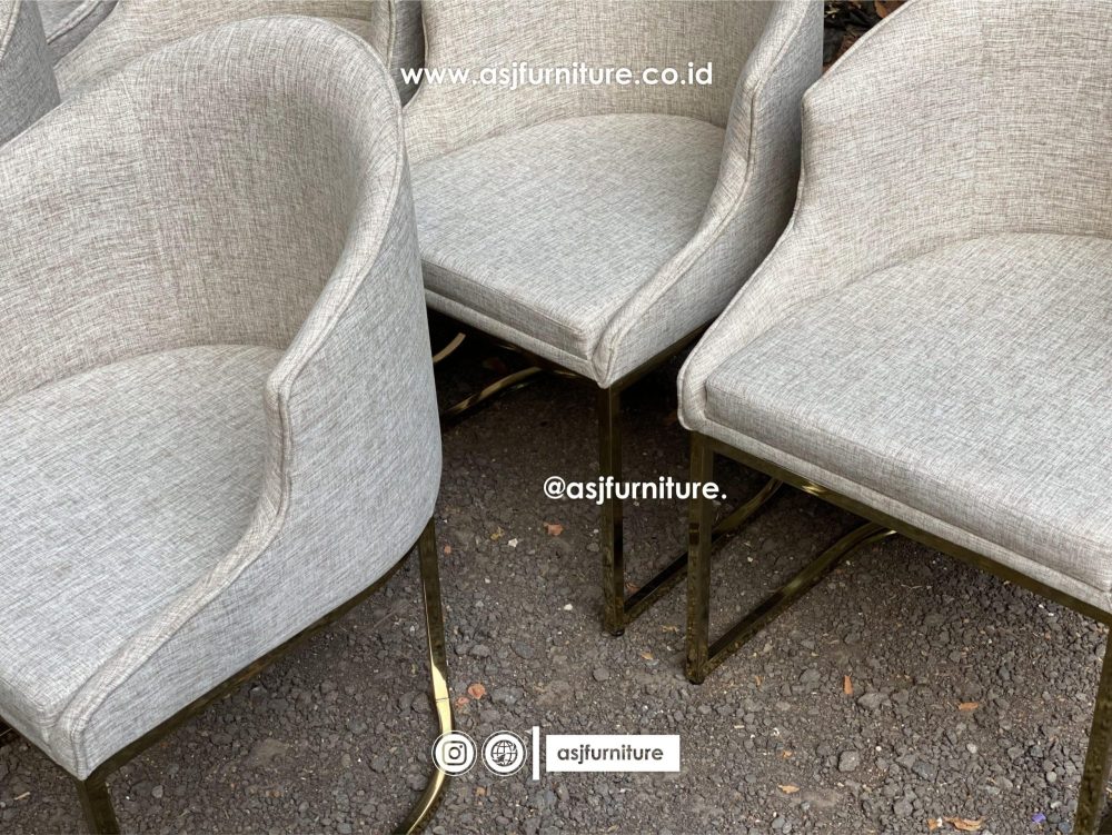 Kursi Makan Stainless Mewah Dudukan Sandaran Sofa
