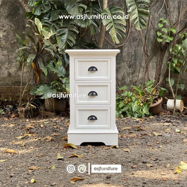 Nakas Putih Klasik Mewah 3 Laci Minimalis