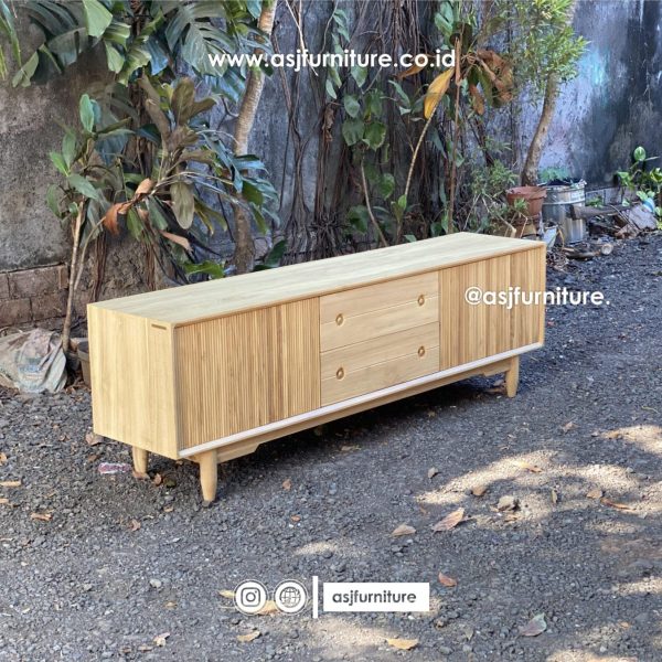 Meja TV Jati Salur 2 Pintu Laci Modern Minimalis