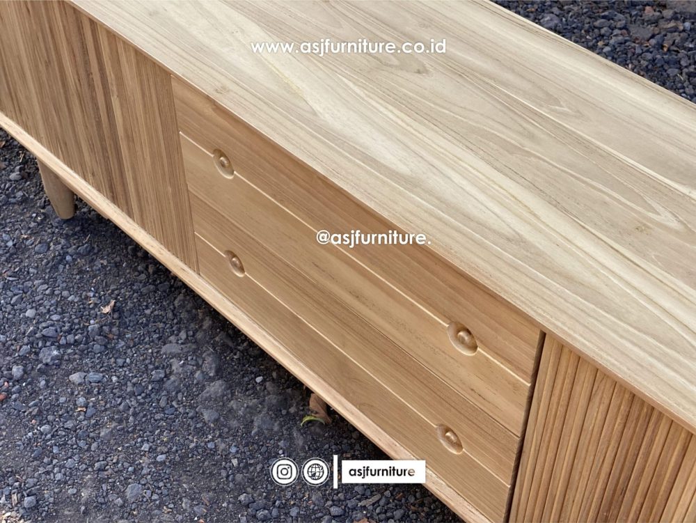 Meja TV Jati Salur 2 Pintu Laci Modern Minimalis