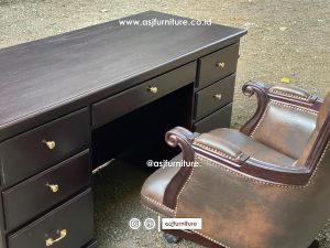 Set Meja Kerja Jati Direktur Mewah Klasik 