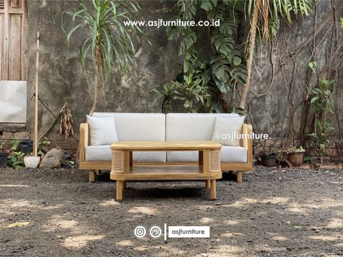 1039 Kursi Sofa Set Jati Rotan Japandi Modern Minimalis