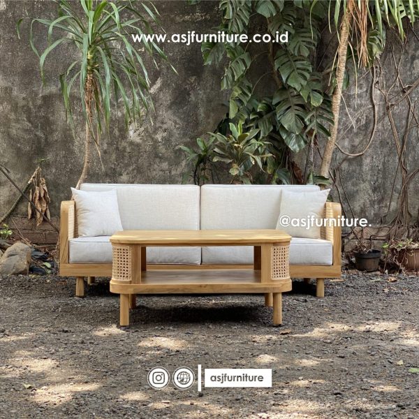 Kursi Sofa Set Jati Rotan Japandi Modern Minimalis