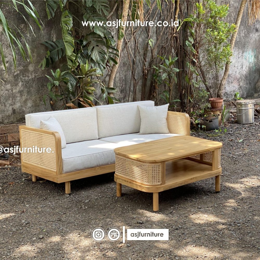 Kursi Sofa Set Jati Rotan Japandi Modern Minimalis