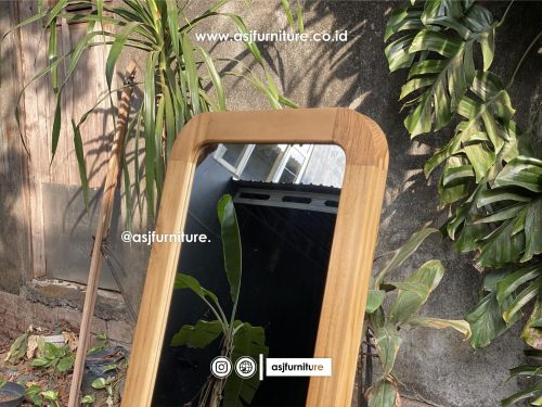 Cermin Berdiri Kaca Jati Japandi Modern Minimalis