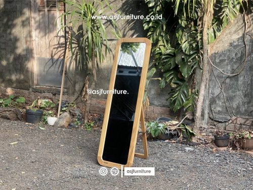 Cermin Berdiri Kaca Jati Japandi Modern Minimalis