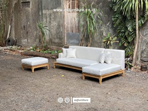 Kursi Sofa Tamu Sudut Jati Japandi Modern Minimalis