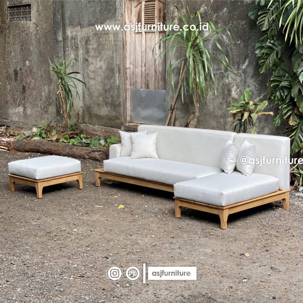 Kursi Sofa Tamu Sudut Jati Japandi Modern Minimalis