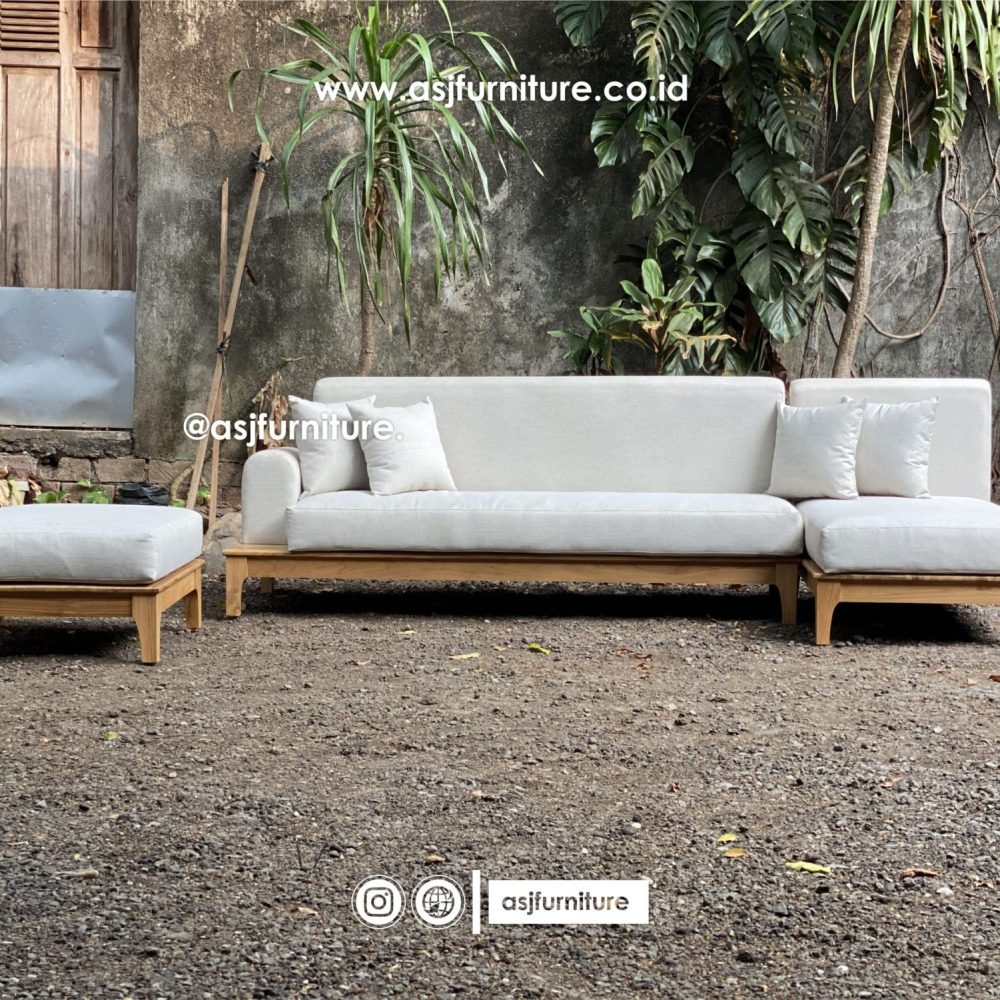 Kursi Sofa Tamu Sudut Jati Japandi Modern Minimalis