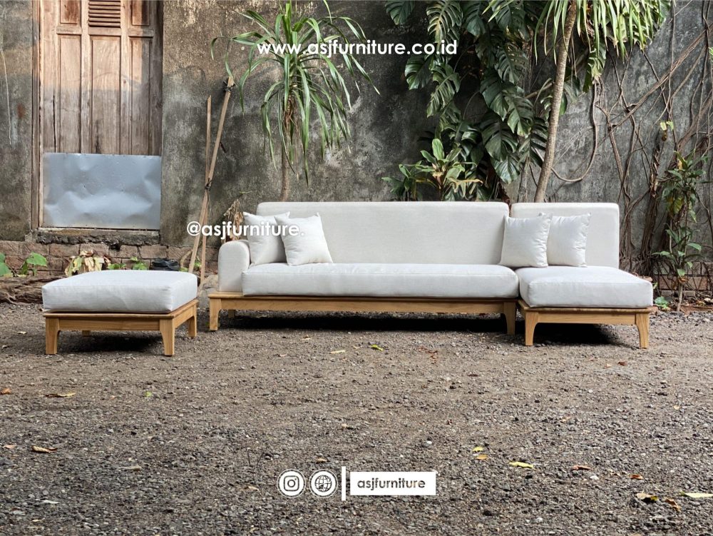 Kursi Sofa Tamu Sudut Jati Japandi Modern Minimalis