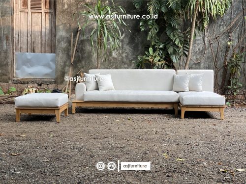 Kursi Sofa Tamu Sudut Jati Japandi Modern Minimalis