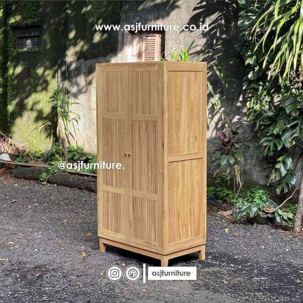Lemari Pakaian Jati Natural 2 Pintu Modern Minimalis