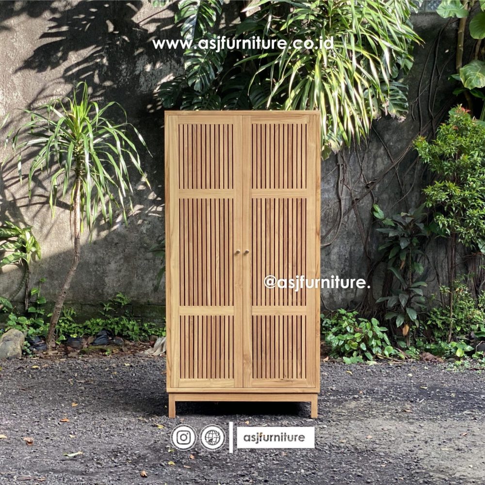 Lemari Pakaian Jati Natural 2 Pintu Modern Minimalis