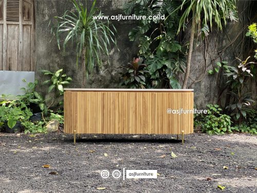 Meja TV Salur Jati Marmer Mewah Minimalis Modern