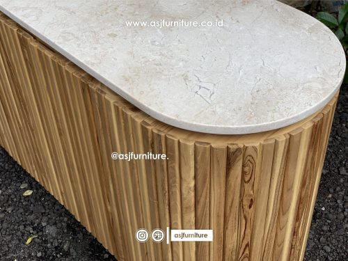Meja TV Salur Jati Marmer Mewah Minimalis Modern
