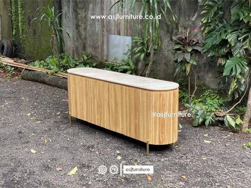 Meja TV Salur Jati Marmer Mewah Minimalis Modern