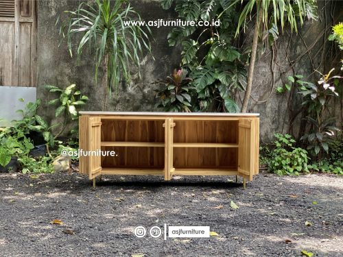 Meja TV Salur Jati Marmer Mewah Minimalis Modern