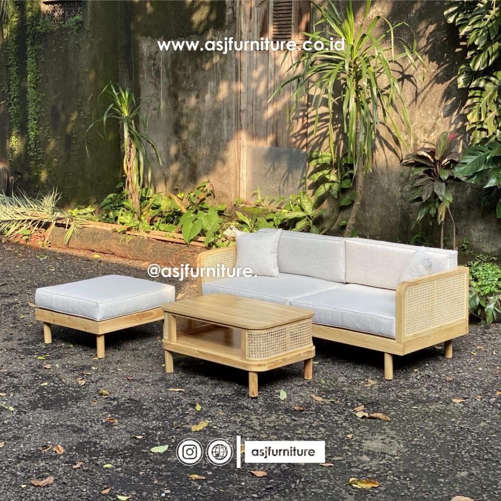 Kursi Tamu Set Jati Rotan Dudukan Sofa Minimalis Modern
