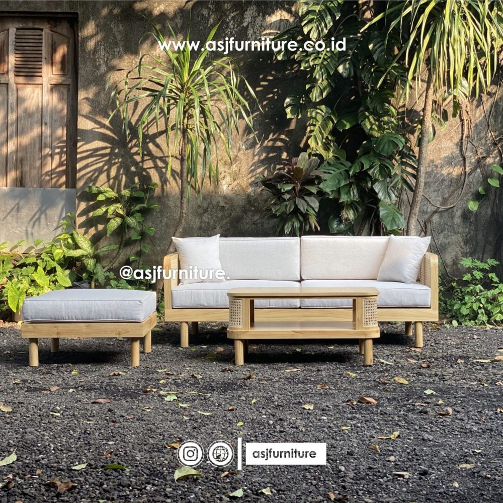 Kursi Tamu Set Jati Rotan Dudukan Sofa Minimalis Modern