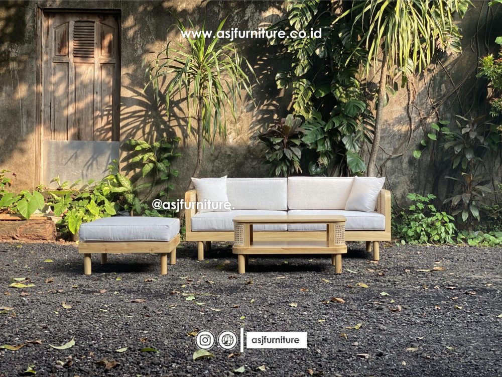 Kursi Tamu Set Jati Rotan Dudukan Sofa Minimalis Modern