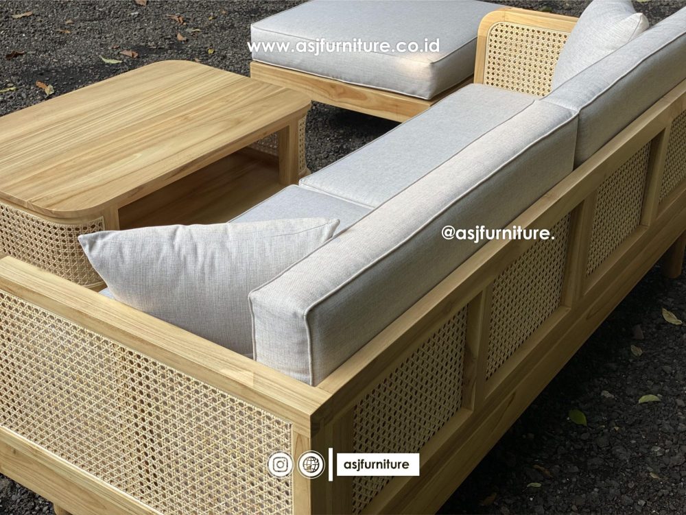 Kursi Tamu Set Jati Rotan Dudukan Sofa Minimalis Modern