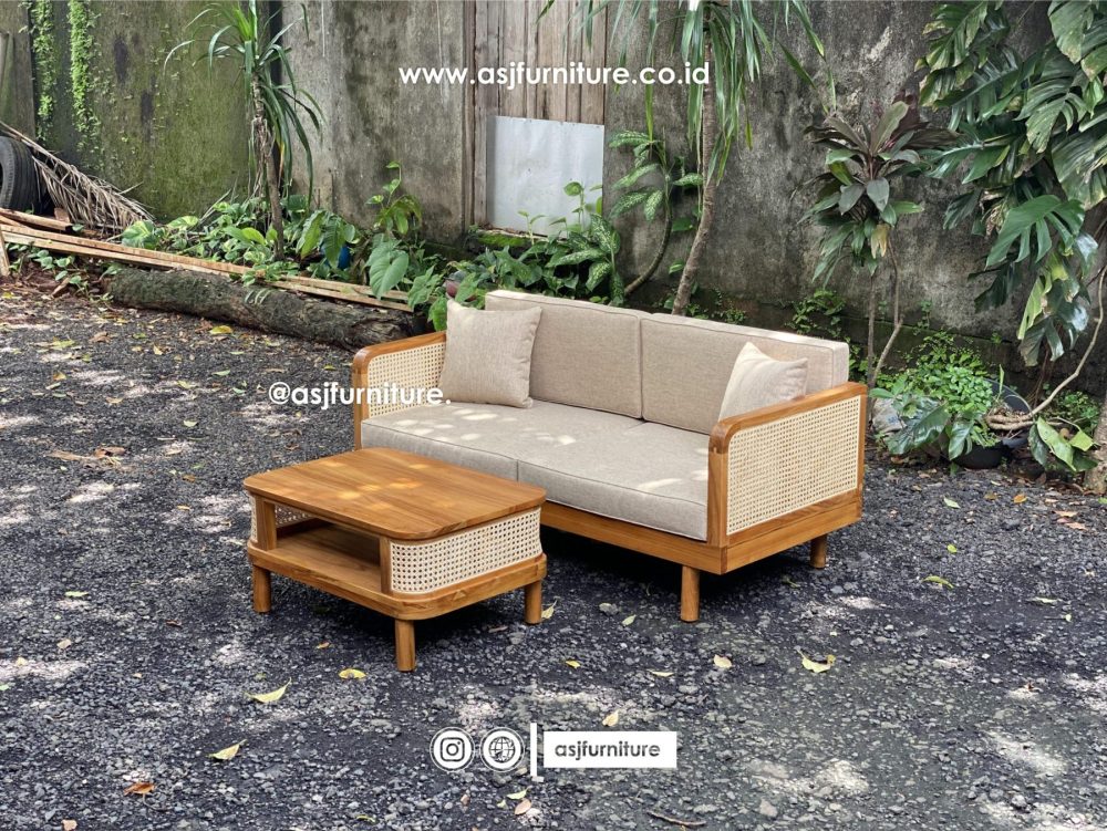 Sofa Jati Rotan Set Natural Minimalis Modern