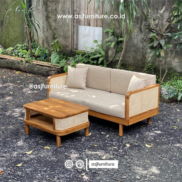 Sofa Jati Rotan Set Natural Minimalis Modern
