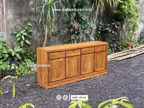 1095 Bufet Jati 4 Laci 4 Pintu Klasik Minimalis