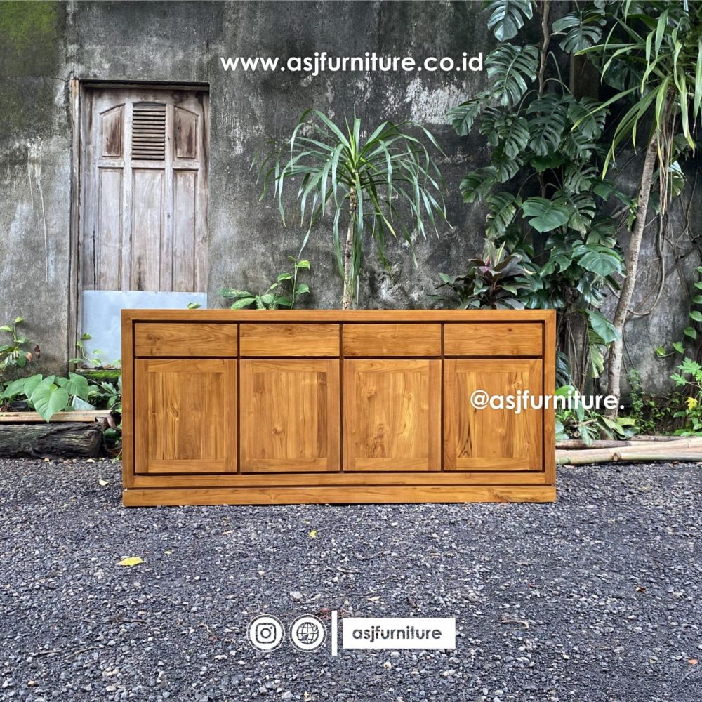 Bufet Jati 4 Laci 4 Pintu Klasik Minimalis